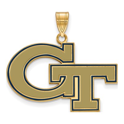 Georgia Institute of Technology Gold-Plated Sterling Silver Tech Large Enameled Pendant