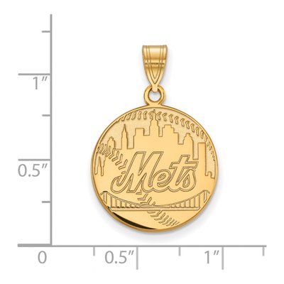 New York Mets Gold-Plated Sterling Silver Large NY Pendant – view 2