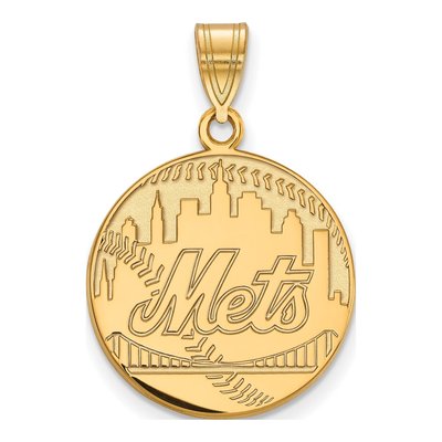 New York Mets Gold-Plated Sterling Silver Large NY Pendant