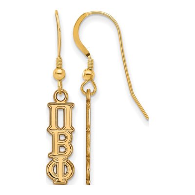 Pi Beta Phi Gold-Plated Sterling Silver Sorority Wire Earrings