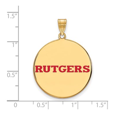 Rutgers University Gold-Plated Sterling Silver Extra Large Enamel Disc Pendant – view 2
