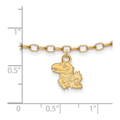 University of Kansas Gold-Plated Sterling Silver Extra Small Jayhawks Anklet – view 2