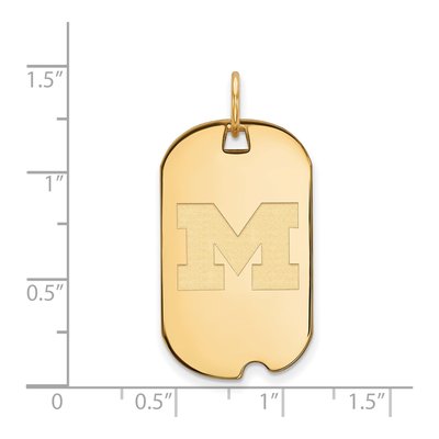 University of Michigan Gold-Plated Sterling Silver Small Dog Tag Letter M Pendant – view 2