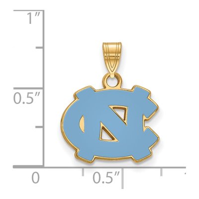 University of North Carolina Gold-Plated Sterling Silver UNC N-C Small Enamel Pendant – view 2