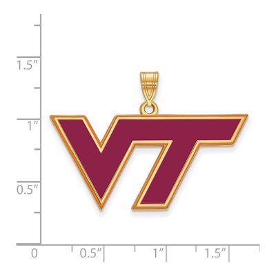 Virginia Tech Gold-Plated Sterling Silver Large Enameled Pendant – view 2