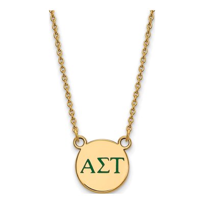 Alpha Sigma Tau Gold-Plated Sterling Silver Small Enamel Letters Necklace