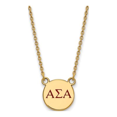 Alpha Sigma Alpha Gold-Plated Sterling Silver Small Sorority Pendant Necklace