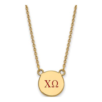 Chi Omega Gold-Plated Sterling Silver Small Sorority Pendant Necklace