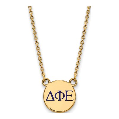 Delta Phi Epsilon Gold-Plated Sterling Silver Small Sorority Pendant Necklace