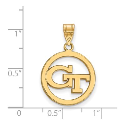 Georgia Institute of Technology Gold-Plated Sterling Silver Medium Tech G-T Circle Pendant – view 2