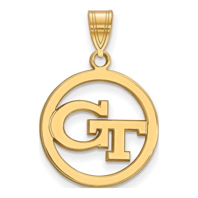 Georgia Institute of Technology Gold-Plated Sterling Silver Medium Tech G-T Circle Pendant