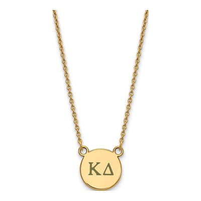 Kappa Delta Gold-Plated Sterling Silver Sorority Greek Letters Small Color Enamel Necklace