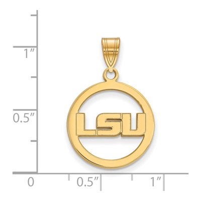 Louisiana State University Gold-Plated Sterling Silver Medium LSU Circle Pendant – view 2