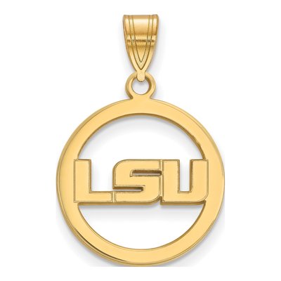 Louisiana State University Gold-Plated Sterling Silver Medium LSU Circle Pendant