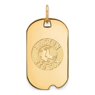 Boston Red Sox Gold-Plated Sterling Silver Small Dog Tag Pendant
