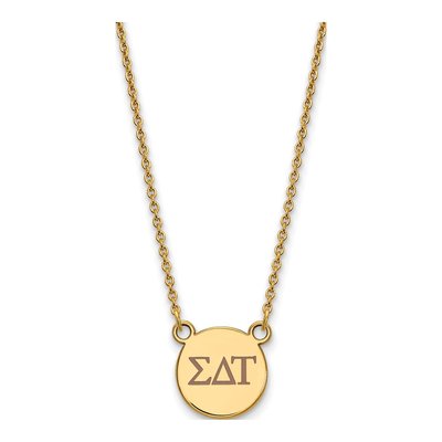 Sigma Delta Tau Gold-Plated Sterling Silver Small Sorority Pendant Necklace