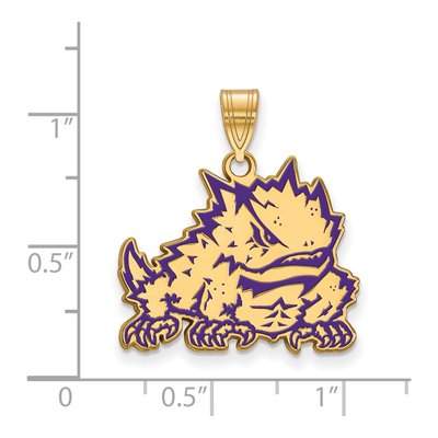 TCU Horned Frog Enameled Pendant – view 2