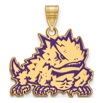 TCU Horned Frog Enameled Pendant