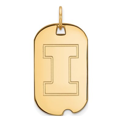 University of Illinois Gold-Plated Sterling Silver Small Letter I Dog Tag Pendant