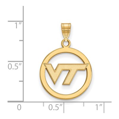 Virginia Tech Gold-Plated Sterling Silver Medium V-T Pendant – view 2