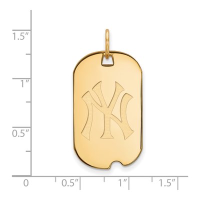 New York Yankees Gold-Plated Sterling Silver Small NY Dog Tag Pendant – view 2