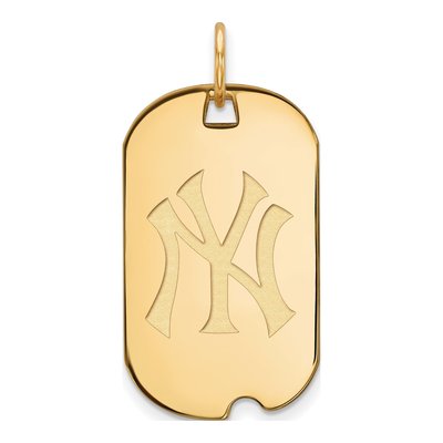 New York Yankees Gold-Plated Sterling Silver Small NY Dog Tag Pendant