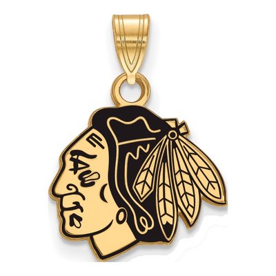 Chicago Blackhawks Gold-Plated Sterling Silver Small Enameled Pendant