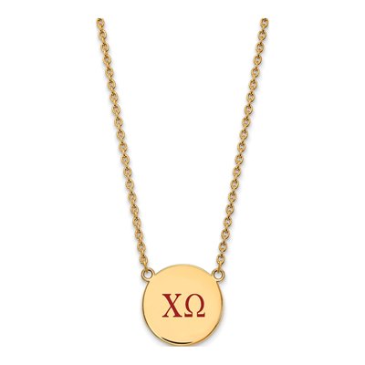 Chi Omega Gold-Plated Sterling Silver Large Sorority Pendant Necklace