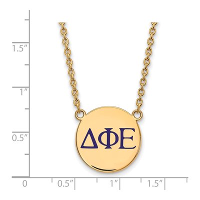 Delta Phi Epsilon Gold-Plated Sterling Silver Large Enamel Pendant Necklace – view 2
