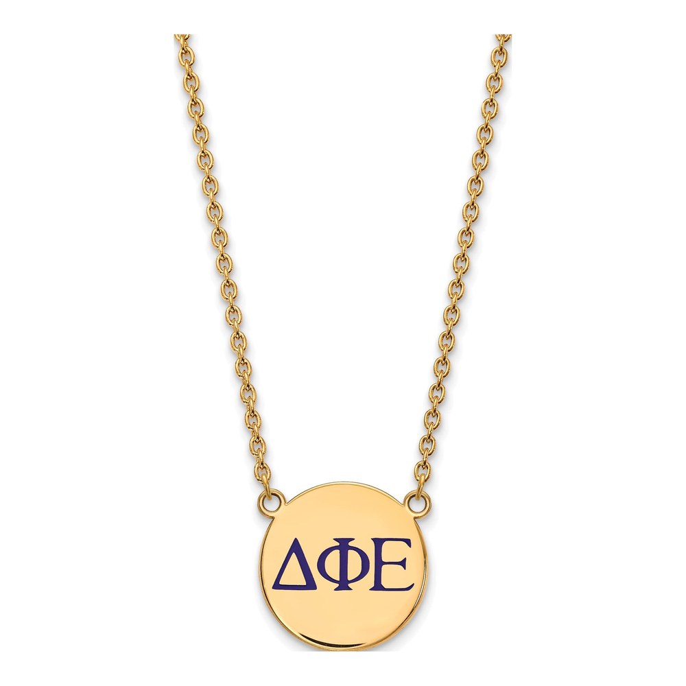 Delta Phi Epsilon Gold-Plated Sterling Silver Large Enamel Pendant Necklace