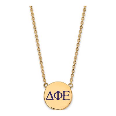 Delta Phi Epsilon Gold-Plated Sterling Silver Large Enamel Pendant Necklace