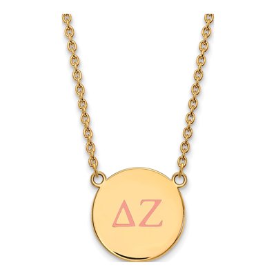 Delta Zeta Gold-Plated Sterling Silver Large Sorority Pendant Necklace