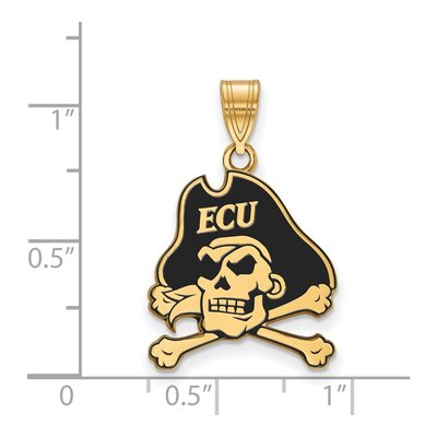 East Carolina University Gold-Plated Sterling Silver Large Pirates Enameled Pendant – view 2