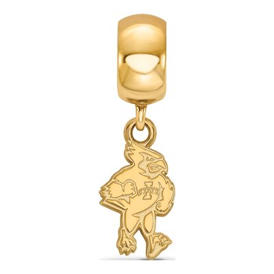 Iowa State University Gold-Plated Sterling Silver Small Cardinal Dangle Bead – view 3