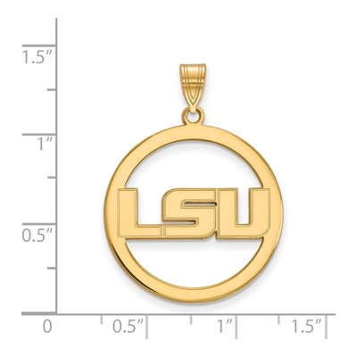 Louisiana State University Gold-Plated Sterling Silver LSU Extra Large Circle Pendant – view 2