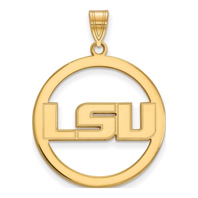 Louisiana State University Gold-Plated Sterling Silver LSU Extra Large Circle Pendant