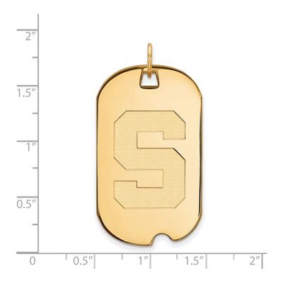 Michigan State University Gold-Plated Sterling Silver Large Dog Tag Letter S Pendant – view 2