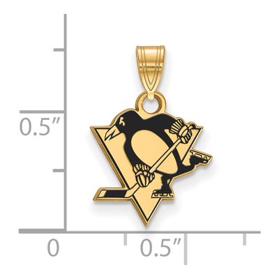 Pittsburgh Penguins Gold-Plated Sterling Silver Small Enamel Pendant – view 2