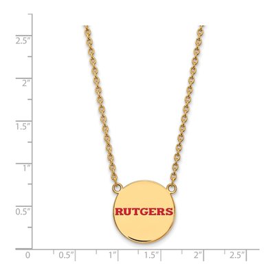 Rutgers University Gold-Plated Sterling Silver Large Enameled Disc Necklace – view 2
