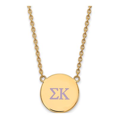 Sigma Kappa Gold-Plated Sterling Silver Sorority Greek Letters Large Color Enamel Necklace