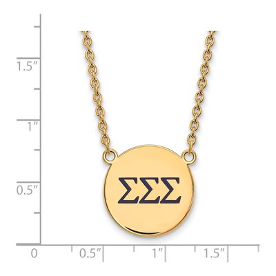 Sigma Sigma Sigma Gold-Plated Sterling Silver Large Enamel Pendant – view 2