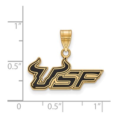 University of South Florida Gold-Plated Sterling Silver Medium USF Bulls Enameled Pendant – view 2
