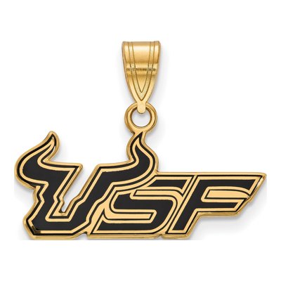 University of South Florida Gold-Plated Sterling Silver Medium USF Bulls Enameled Pendant