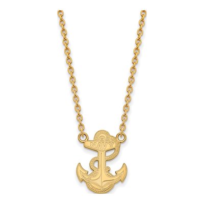 United States Naval Academy Gold-Plated Sterling Silver Large US Anchor Pendant Necklace