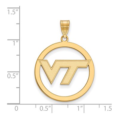 Virginia Tech Gold-Plated Sterling Silver V-T Extra Large Circle Pendant – view 2