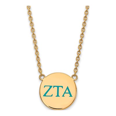 Zeta Tau Alpha Gold-Plated Sterling Silver Large Sorority Pendant Necklace