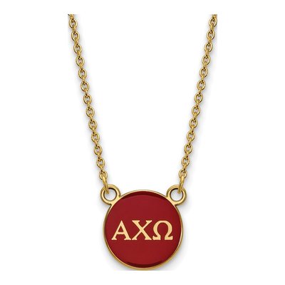 Alpha Chi Omega Gold-Plated Sterling Silver Small Sorority Pendant Necklace