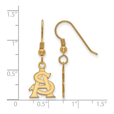 Arizona State University Gold-Plated Sterling Silver A-S Small Wire Earrings – view 2