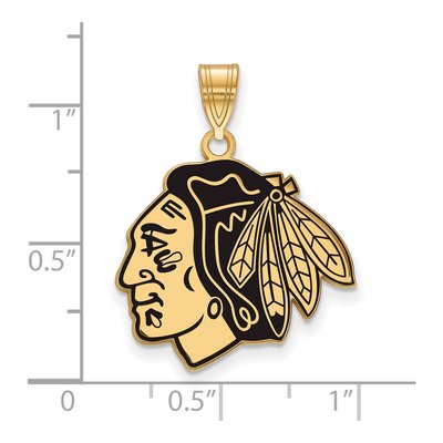 Chicago Blackhawks Gold-Plated Sterling Silver Large Enameled Pendant – view 2
