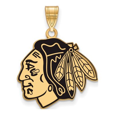 Chicago Blackhawks Gold-Plated Sterling Silver Large Enameled Pendant